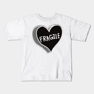 Black And White Fragile Love Heart Kids T-Shirt